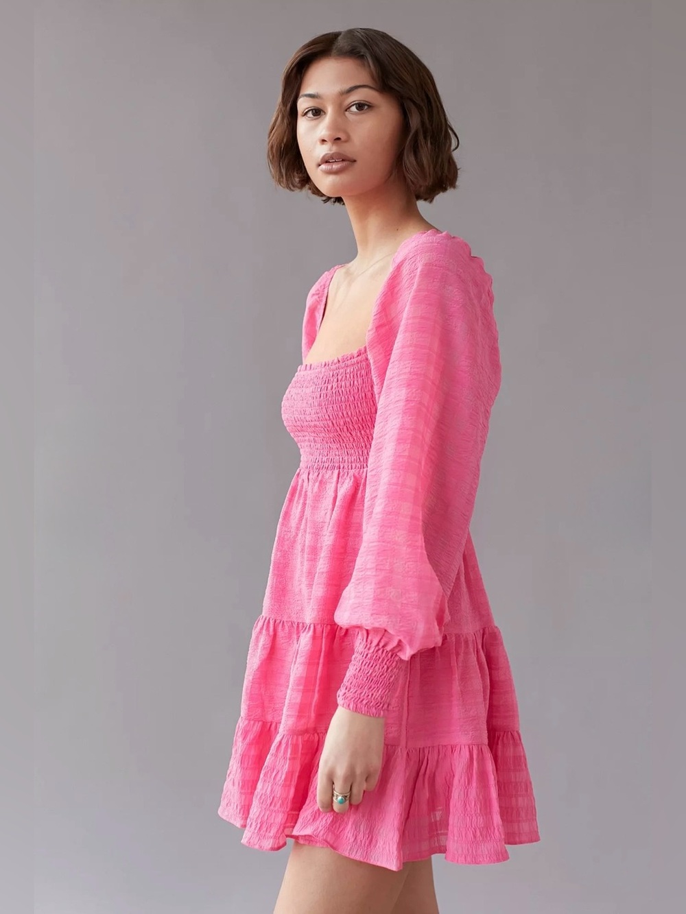 UO River Smock Long Sleeve Mini Dress size Small.